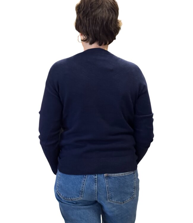 effen warme dames trui met kabel structuur marine Marinello