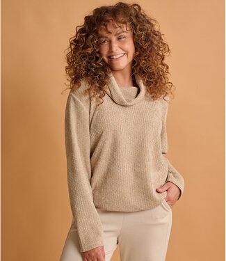 FOS - Amsterdam blouson pullover "Nico" met hangcol en lurex dames sand Fos- Amsterdam