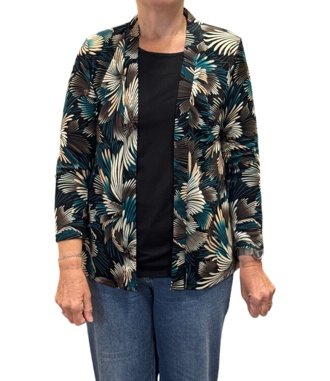 twinset (2in1) heavy- tricot "boeket" aqua- blauw