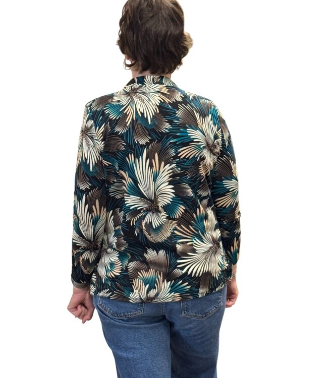 twinset (2in1) heavy- tricot "boeket" aqua- blauw