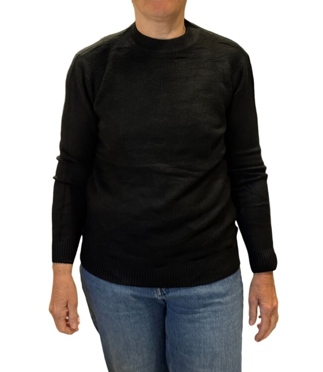warme dames trui turtleneck golfpatroon zwart