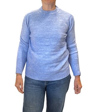 BLAUW warme dames trui turtleneck golfpatroon blauw
