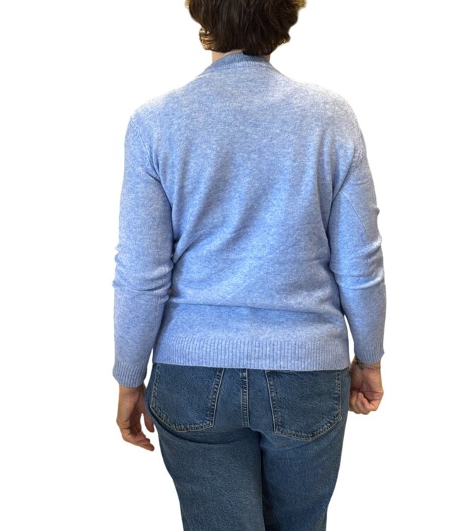 warme dames trui turtleneck golfpatroon blauw