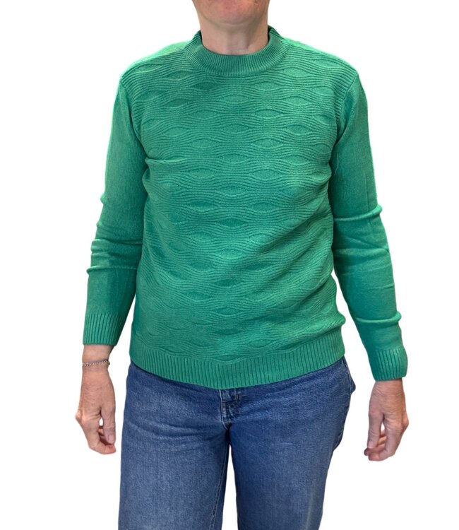 warme dames trui turtleneck golfpatroon groen