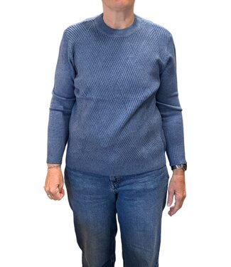 BLAUW warme dames trui turtleneck wyber- patroon jeansblauw