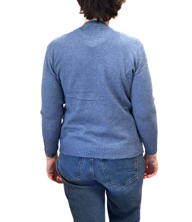 warme dames trui turtleneck wyber- patroon jeansblauw