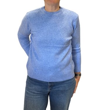 BLAUW warme dames trui turtleneck wyber- patroon blauw