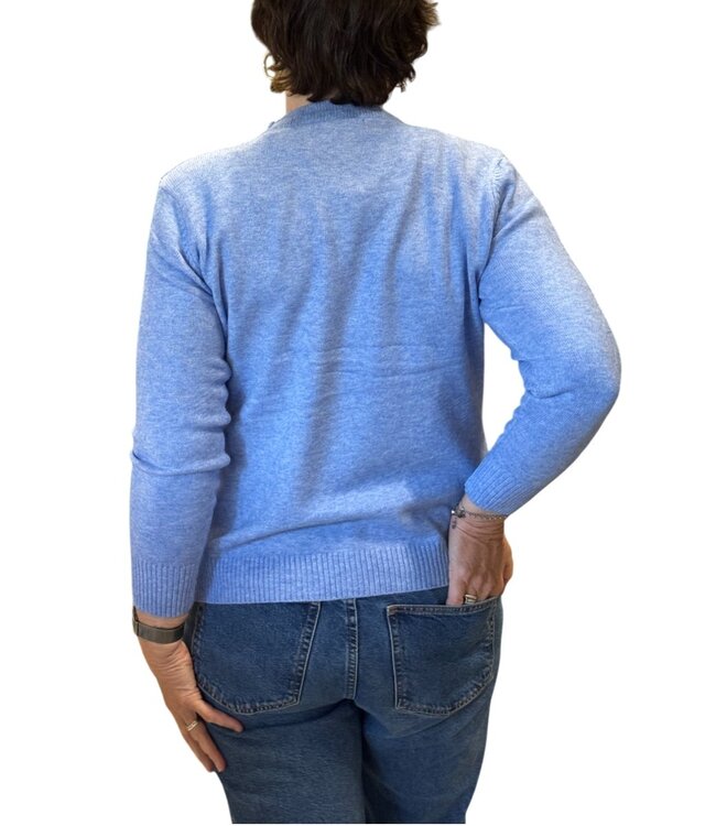 warme dames trui turtleneck wyber- patroon blauw