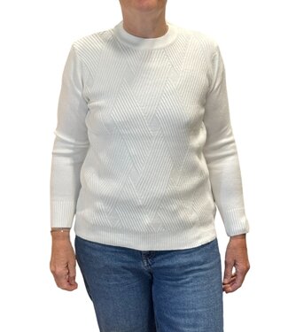 BLAUW warme dames trui turtleneck wyber- patroon wit