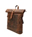 leren rolltop rugzak met ritsen hunter
