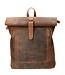leren rolltop rugzak met ritsen hunter