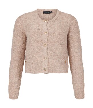 Brandtex. chique- harig dames vest met gouden knopen beige Brandtex