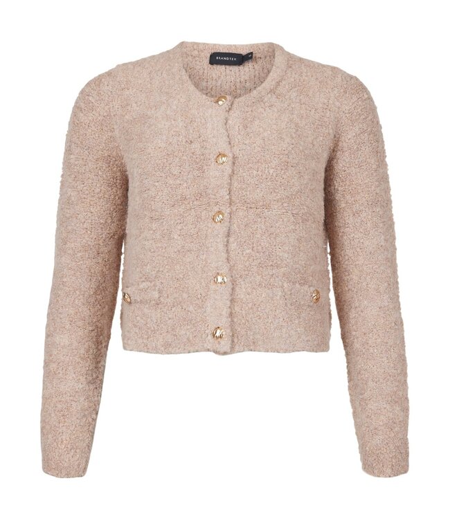 chique- harig dames vest met gouden knopen beige Brandtex