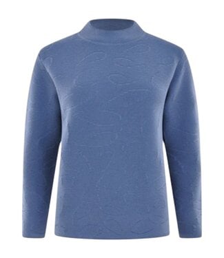 Navigazione warme dames trui met structuur jeansblauw Navigazione