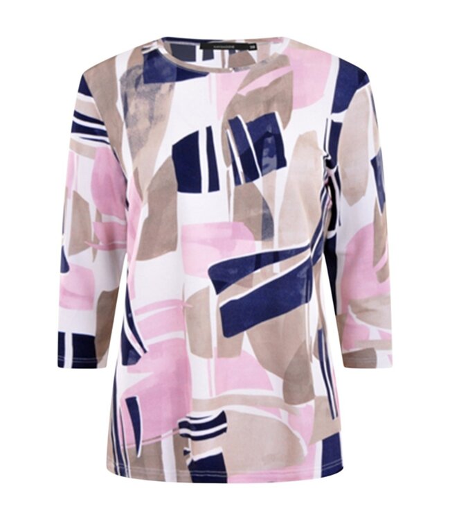 dames t-shirt met blok patroon beige- roze Navigazione