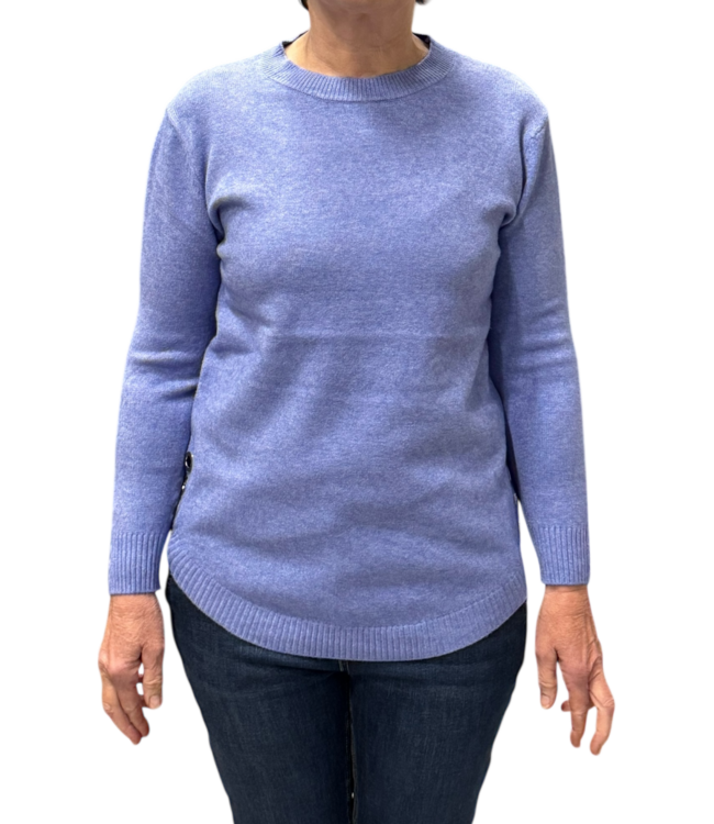 warme dames trui turtleneck knopen blauw