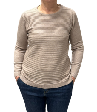 BLAUW warme dames trui turtleneck strepen beige