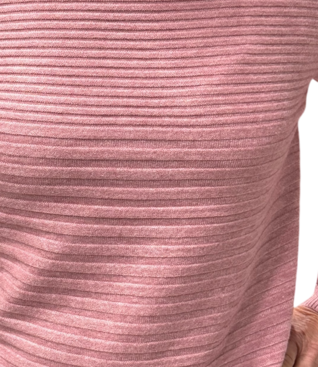 warme dames trui turtleneck strepen roze