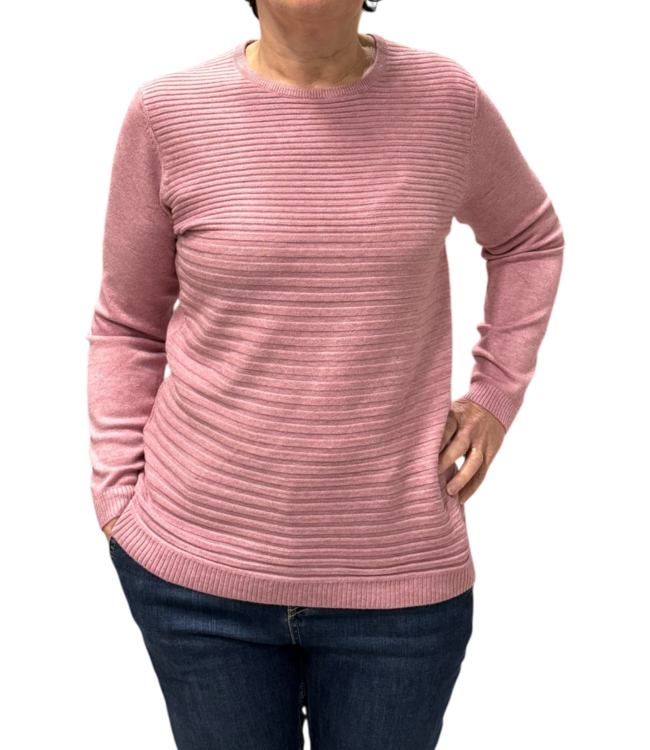 warme dames trui turtleneck strepen roze