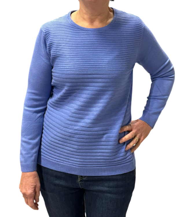 warme dames trui turtleneck strepen blauw