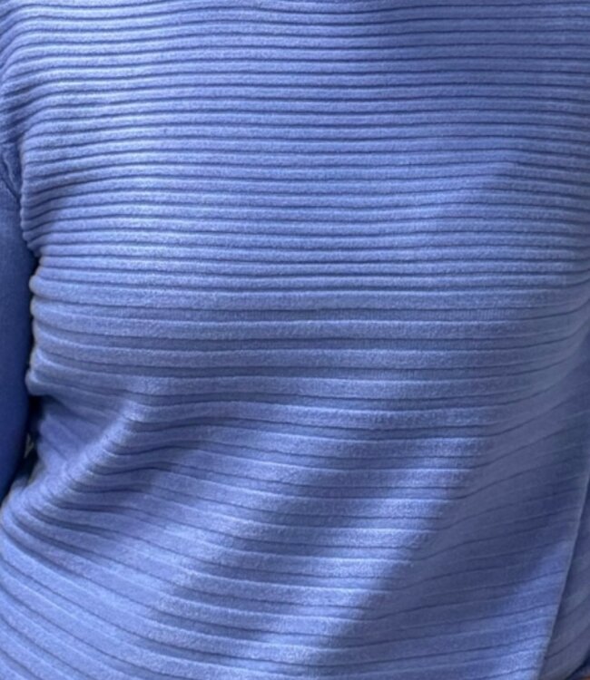 warme dames trui turtleneck strepen blauw