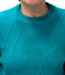 Warme dames trui turtleneck diamant patroon aqua- blauw