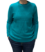 Warme dames trui turtleneck diamant patroon aqua- blauw