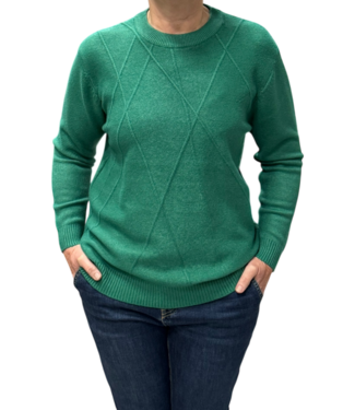 BLAUW Warme dames trui turtleneck diamant patroon mosgroen