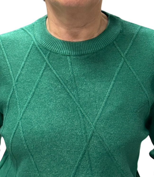 Warme dames trui turtleneck diamant patroon mosgroen