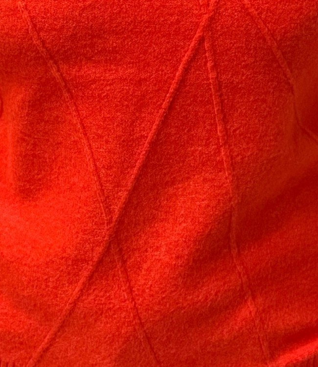 Warme dames trui turtleneck diamant patroon oranje