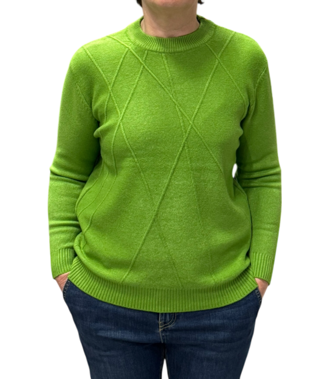 Warme dames trui turtleneck diamant patroon kiwi- groen