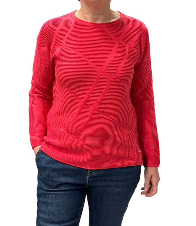 chique dames trui katoen- structuur fuchsia