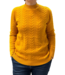 effen warme dames trui met kabel structuur okergeel Marinello