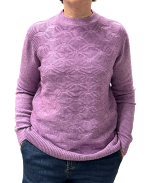 BLAUW warme dames trui turtleneck golfpatroon magenta