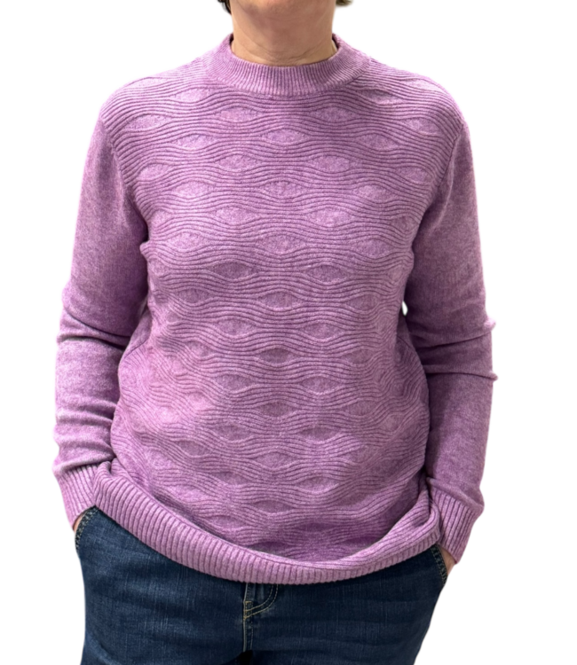 warme dames trui turtleneck golfpatroon magenta