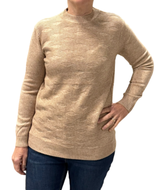 BLAUW warme dames trui turtleneck golfpatroon beige