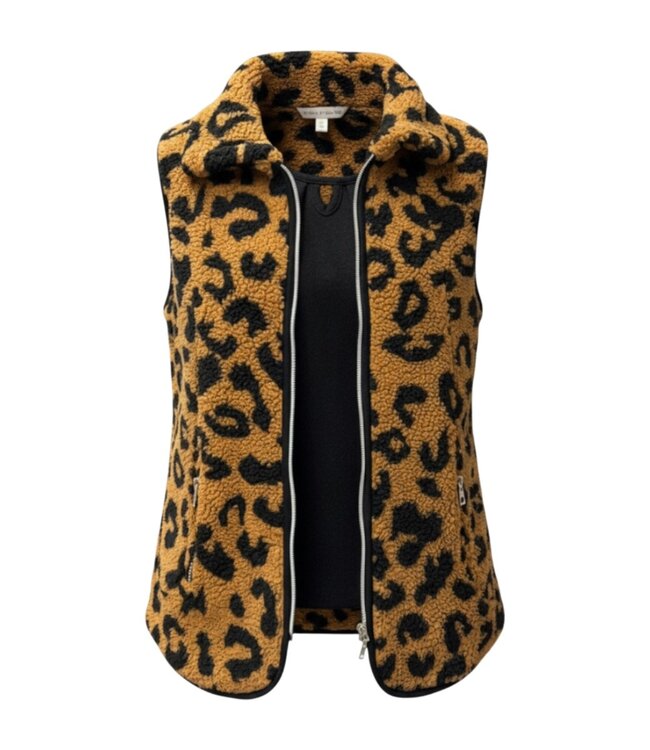 teddy dames gilet panther caramel- zwart