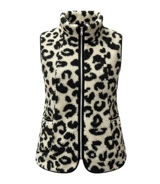 BLAUW teddy dames gilet panther zwart- wit