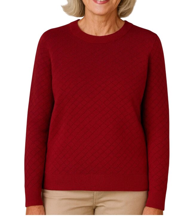 dames pullover "Dodo" met patroon Square bordeaux- rood FreeQuent