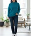 Warme dames trui turtleneck diamant patroon aqua- blauw