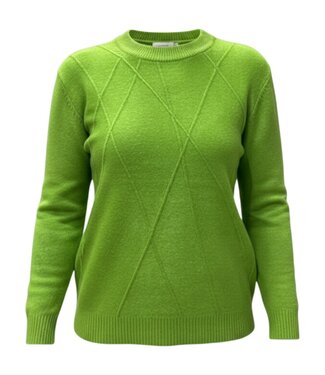 BLAUW Warme dames trui turtleneck diamant patroon kiwi- groen