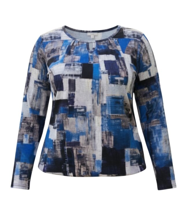 blouson pullover geruwd blokprint blauw