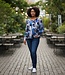 blouson pullover geruwd blokprint blauw