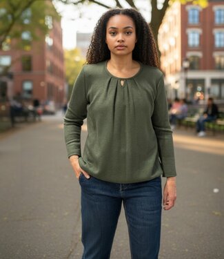 BLAUW warme dames blouson pullover effen groen