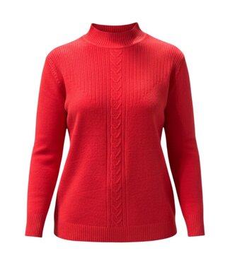 BLAUW warme dames trui turtleneck kabelstructuur rood