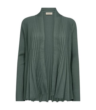 FreeQuent open dames vest plissé "Claudisse" donkergroen