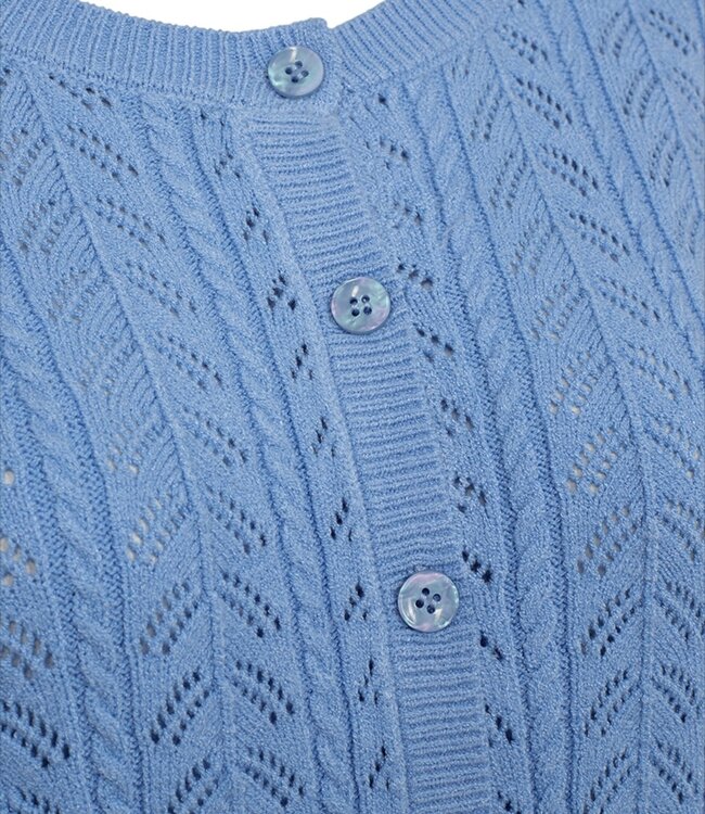 dames vest ajour gebreid "Larry" blauw FreeQuent