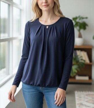 BLAUW warme dames blouson pullover effen marine