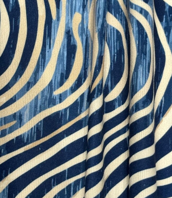 dames blouson shirt cirkelpatroon blauw (geruwd) lange mouw