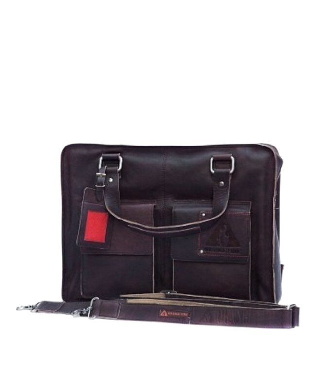 stoere leren werktas / laptoptas 17inch Orange Fire